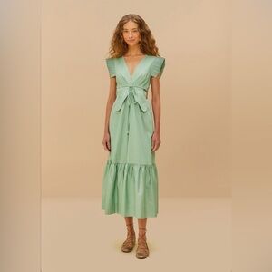 Farm Rio Light Green Butterfly Cut-Out Midi Dress